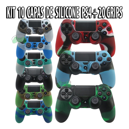 10 Capas Case Proteção Silicone Controle Ps4 + 20 Grips