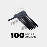 Perchas De Madera Negras Con Broches  Pack X100