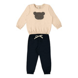 Conjunto Moletom Menina Infantil Inverno Urso Com Brilho