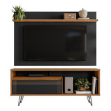 Conjunto Para Sala Rack Nt1285 E Painel De Tv Nt1190 Até 60 Cor Freijó Trend/preto Tx