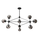 Lustre De Sala Moderno Com 10 Globos Dourado Bronze Preto  