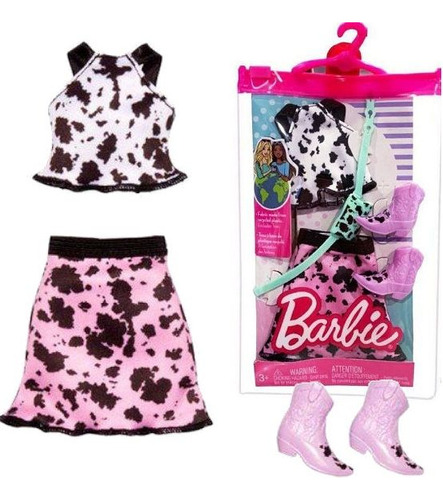 Ropa Barbie - Pollera, Remera, Riñonera Y Botas - Mattel