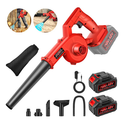 Soplador De Aire Eléctrica Aspiradora Inalámbrico 4 En 1, Buyio Sopladora De Hojas 850w 30000rpm 180 Mph Aspiradora Herramientas Para Jardineria Y Coche Con 2 Batería, Kit Perfecto, Color Rojo | Envío gratis
