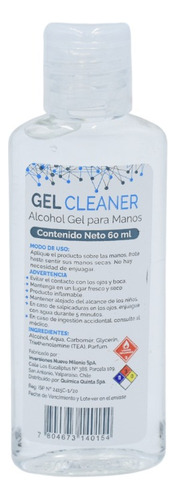X70 Unidades Alcohol Gel Certificado Isp Gel Cleaner 60ml Gd