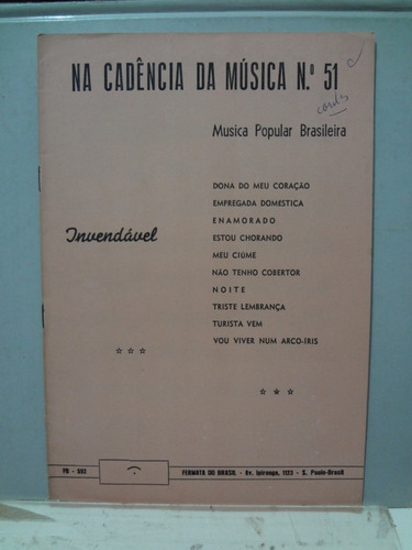 Partitura Cifras Musica Popular Brasileira Nº 51  10 Musicas