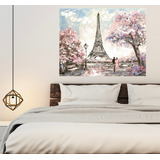 Torre Eiffel Tonos Rosa 100x140cm Cuadro Canvas Con Marco