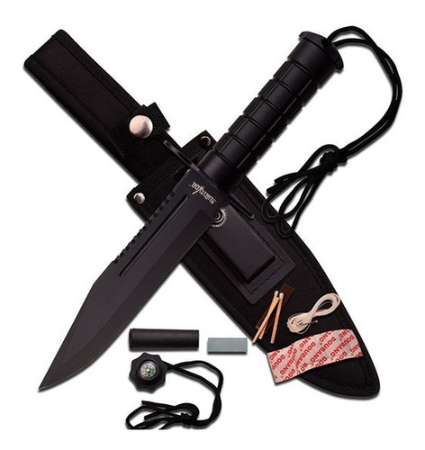 Cuchillo Supervivencia 30cm Campismo Scout Survivor Hk-786gn Color Negro