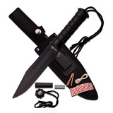 Cuchillo Supervivencia 30cm Campismo Scout Survivor Hk-786gn Color Negro