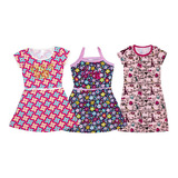 Kit 3 Vestidos Juvenil Feminino Roupa Menina Atacado