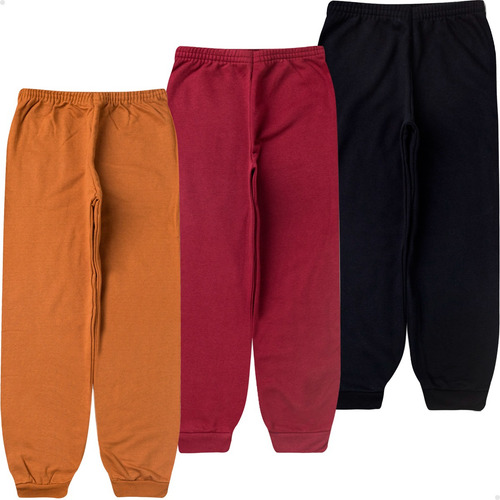 Combo 3 Calças Moletom Unissex Infantil Juvenil Frio Atacado