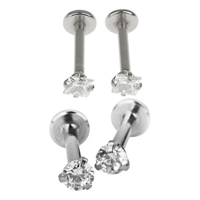 4 Piezas De Plata De Labio Tragus Ear Stud 3mm Jj