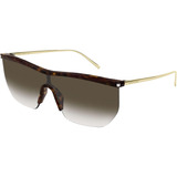 Gafas De Sol Saint Laurent Mujer Montura Marrón, Lentes Oro,