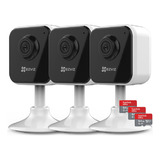 Kit X3 Mini Camaras De Seguridad Wifi Ezviz + Memorias 64gb