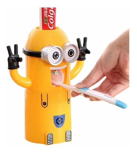 Dispensador De Crema Dental Con Porta Cepillos Minions Niños