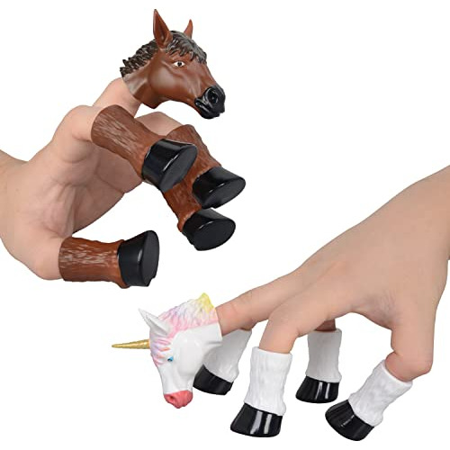 Hugoutdoor Caballo Y Unicornio Marioneta De Dedo Juguete Cos