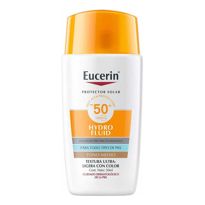 Eucerin Sun Hydro Fluid Protector Solar FPS50+ Tono Medio Facial Hidratante Acido Hialuronico Proteccion UVA UVB Antioxidante 50ml | MercadoLibre