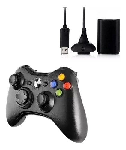 Controle Manete Sem Fio + Kit Bateria Compatível C/ Xbox 360