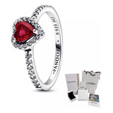 Pandora Original. Anillo Corazon Elevado Rojo Con Caja