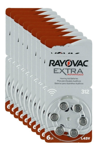 60 Pilas Para Audífono #312. Rayovac, 1.45 V. Envío Gratis