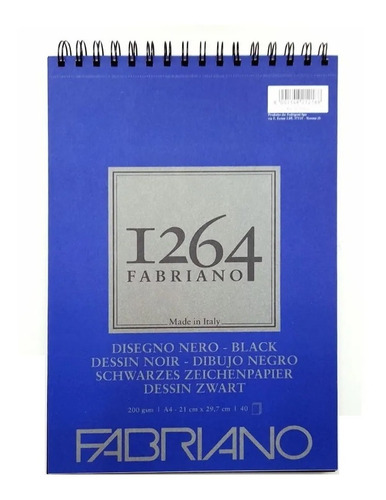 Block Diseño Negro Fabriano 200grs - A4 De 40 Hojas