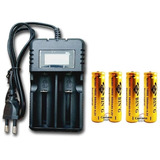 Carregador + 4 Baterias 14500 3.7-4,2v 8800mah Lanterna  Led