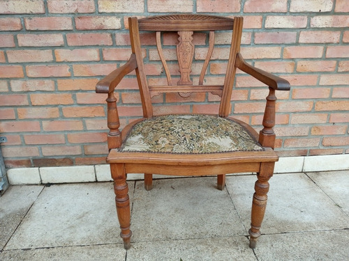 Antiguo Sillón De Roble Estilo De 1 Cuerpo En Madera