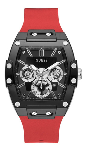 Reloj Original Para Hombre Marca Guess Phoenix Color Rojo Color Del Bisel Negro Color Del Fondo Negro