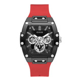 Reloj Original Para Hombre Marca Guess Phoenix Color Rojo Color Del Bisel Negro Color Del Fondo Negro