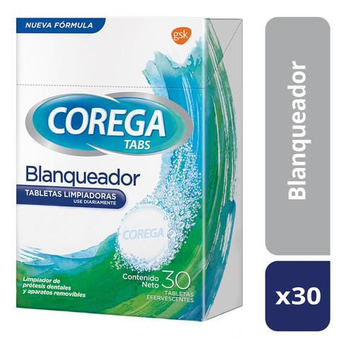 Corega Tabletas Blanqueadoras Para Prótesis Dental X 30 Unds