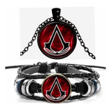 Assassins Creed Duo Collar Y Pulsera Logo Rojo