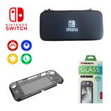 Case Capa Proteção Switch Lite + Pelicula Vidro + 4 Grip 