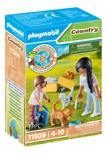 Figura Armable Playmobil Country Familia De Gatos 17 Piezas