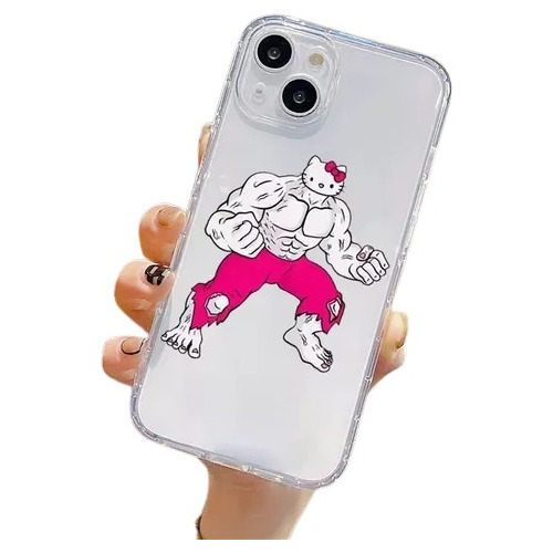 Capa De Telefone Transparente Engraçada Hello Kitty Para Iph