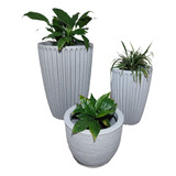 Kit 3 Vasos Planta Jardim Luxo Coluna Romana + Bojo N1 Decor