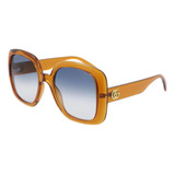 Gucci Gg0713s 003 Square Shape Orange Blue Shaded