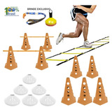 Kit Treinamento Funcional Escada 10 Cones 10 Chapeu Laranja