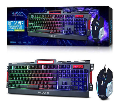 Kit Teclado Semi-mecânico E Mouse Exbom Bk-g3000 Na Caixa