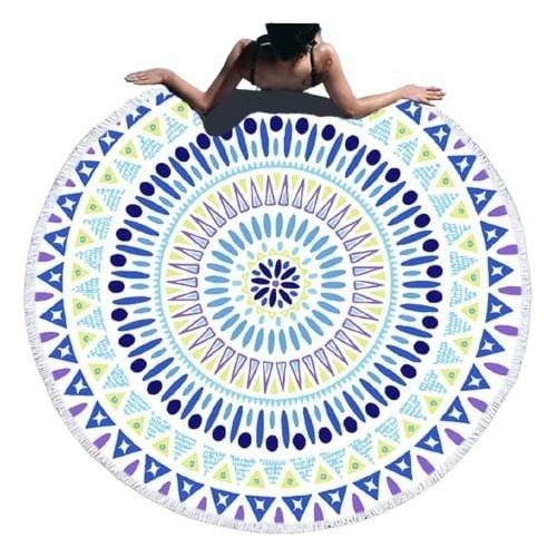 Toalla Redonda Flecos Varios Diseños Mandala C