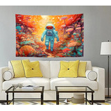 Tapiz De Pared Manta Decorativa Hongos Y Astronautas 200*150