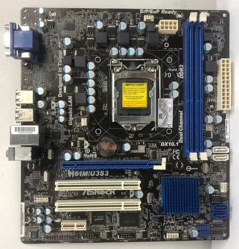 Placa Mãe Asrock H61m U3s3 1155 Ddr3 Sem Espelho - Usada