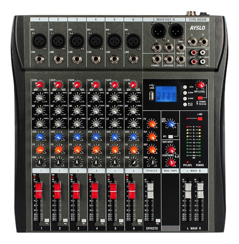 Ayslo Ct60x Mezcladora Mixer De 6 Canales 16 Efectos Usb