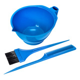 Kit Tintura Hidratação Coloração Com Tigela Pente E Pincel Cor Azul