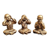 Trio Buda Sábios Hindu Médio Cego Mudo Surdo Resina Premium