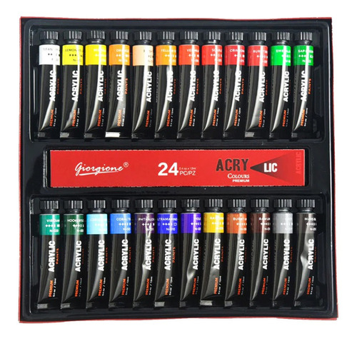 Pintura Acuarela Acrílico Profesional 24 Tubos 12 Ml Set