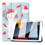 Mica + Funda Smart Case Para iPad 10.2 7a 8a Y 9a Unicornio