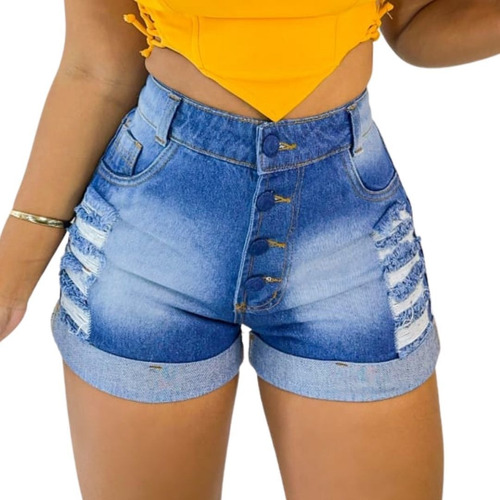 Bermuda Jeans Feminina Short Destroeyd Jeans. 