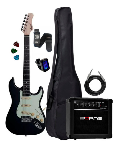 Guitarra Tagima Memphis Mg30 Preto Kit Capa Cubo+ Acessórios