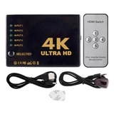 Switch Hdmi 4k 5 Entradas 1 Salida Con Control Remoto