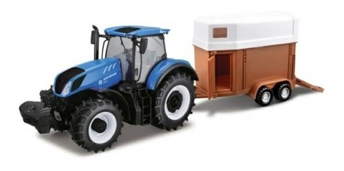 Miniatura Nh T7.315 Tractor C/carreta Animais 1/32 - Bburago