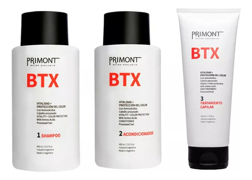 Kit Primont Btx Shampoo + Máscara Capilar + Caja Ampollas